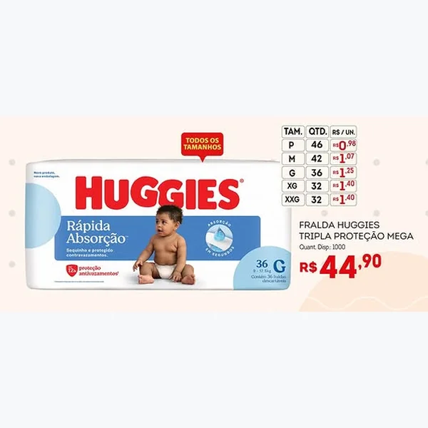 Fralda Tripla Proteção Mega Huggies