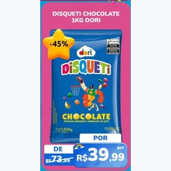 Recorte do encarte de Disqueti Chocolate Dori 1 kg