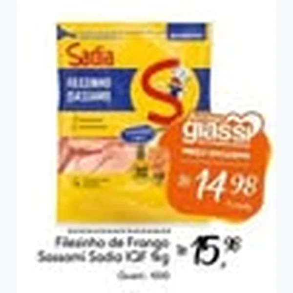 Recorte do encarte de Filézinho de Frango Sassami Sadia Iqf