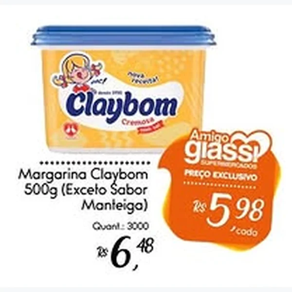 Recorte do encarte de Margarina Cremosa Claybom 500 g