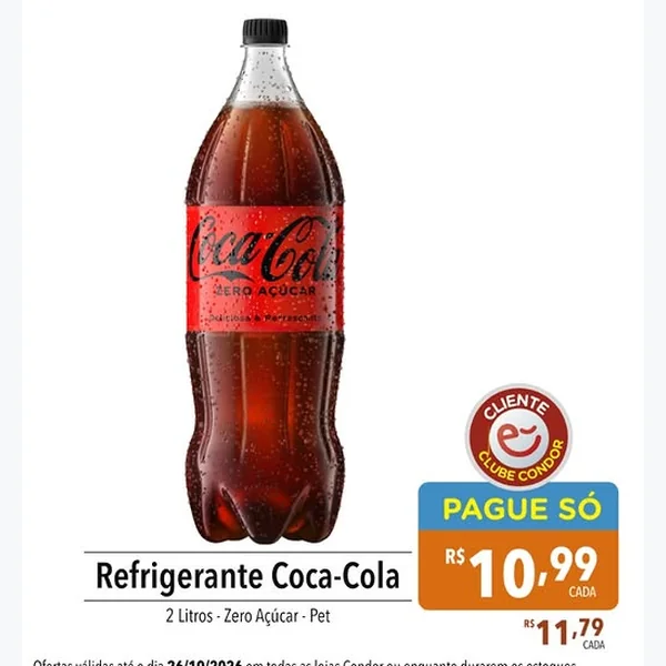 Refrigerante Zero Açúcar Coca-Cola 2 L
