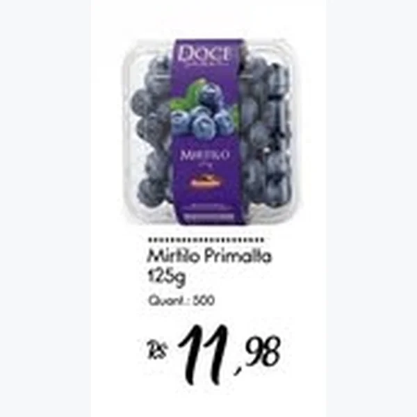 Recorte do encarte de Mirtilo Primalla 125 g