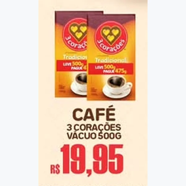 Recorte do encarte de Café Tradicional Vácuo 3 Corações 500 g