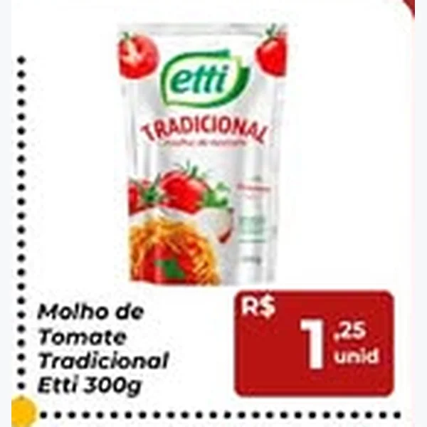 Recorte do encarte de Molho de Tomate Tradicional Etti 300 g