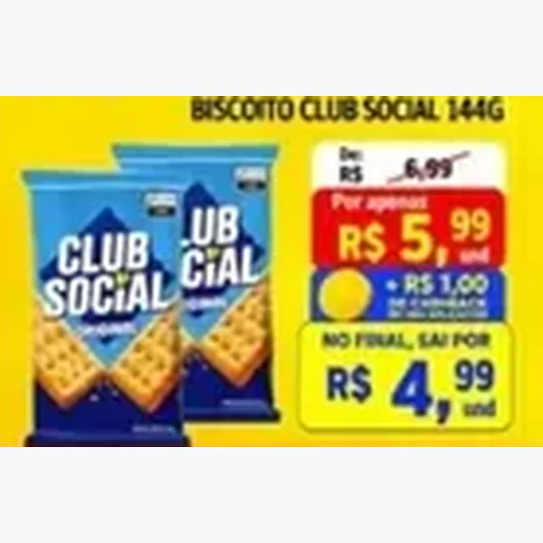 Recorte do encarte de Biscoito Club Social 144 g