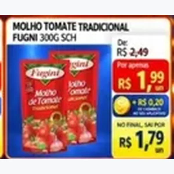 Recorte do encarte de Molho de Tomate Tradicional Fugini