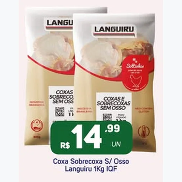 Recorte do encarte de Coxa e Sobrecoxa sem Osso Iqf Languiru 1 kg