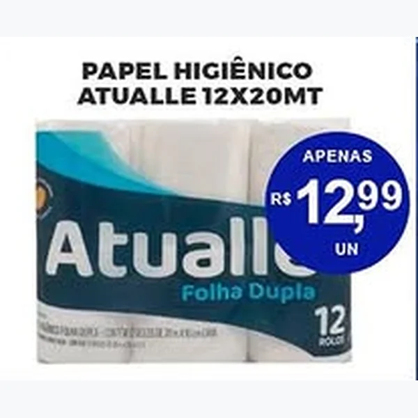 Papel Higiênico Folha Dupla Atualle 12 un × 20 un