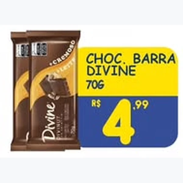 Recorte do encarte de Chocolate em Barra Divine 70 g