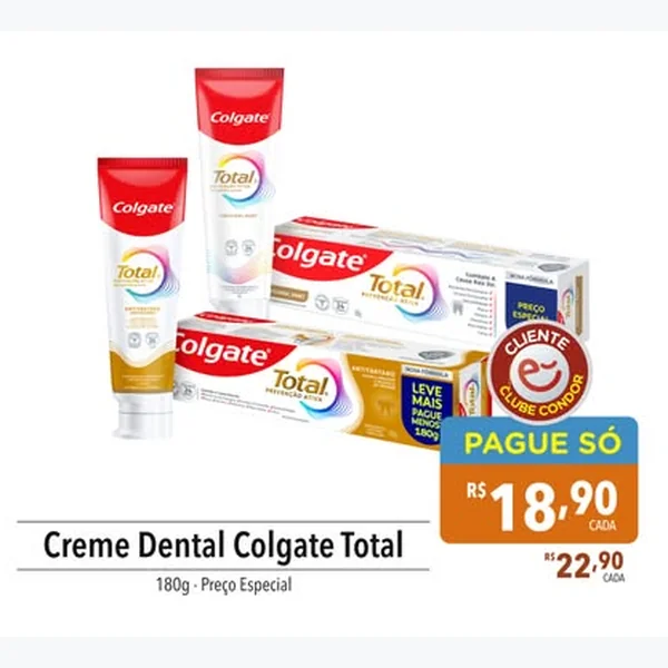 Recorte do encarte de Creme Dental Total Colgate 180 g