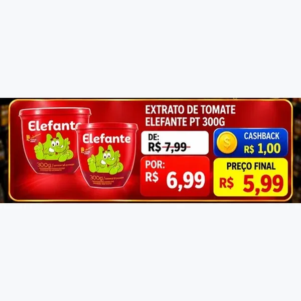 Recorte do encarte de Extrato de Tomate Elefante 300 g