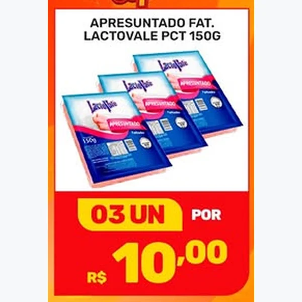 Recorte do encarte de Apresuntado Fatiado Lactovale 150 g