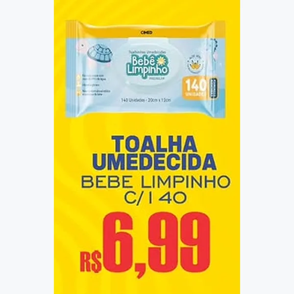 Recorte do encarte de Toalha Umedecida Bebe Limpinho 140 un