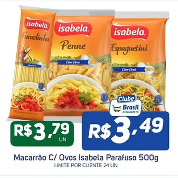 Recorte do encarte de Macarrão C/ Ovos Parafuso Isabela 500 g
