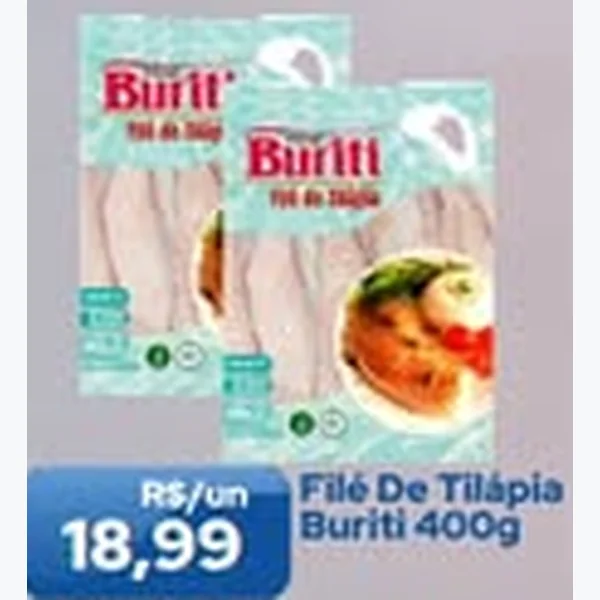 Recorte do encarte de Filé de Tilápia Buriti 400 g