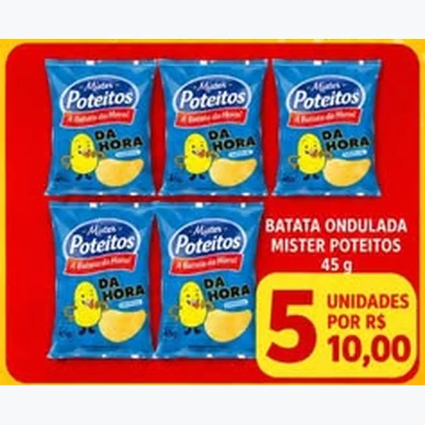 Recorte do encarte de Batata Ondulada Mister Poteitos 45 g