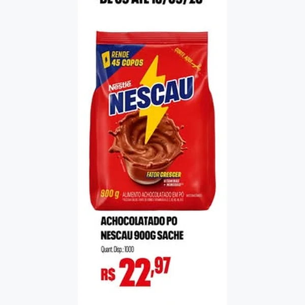 Recorte do encarte de Achocolatado em Pó Nescau 900 g