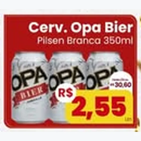 Recorte do encarte de Cerveja Pilsen Branca Opa Bier 350 ml