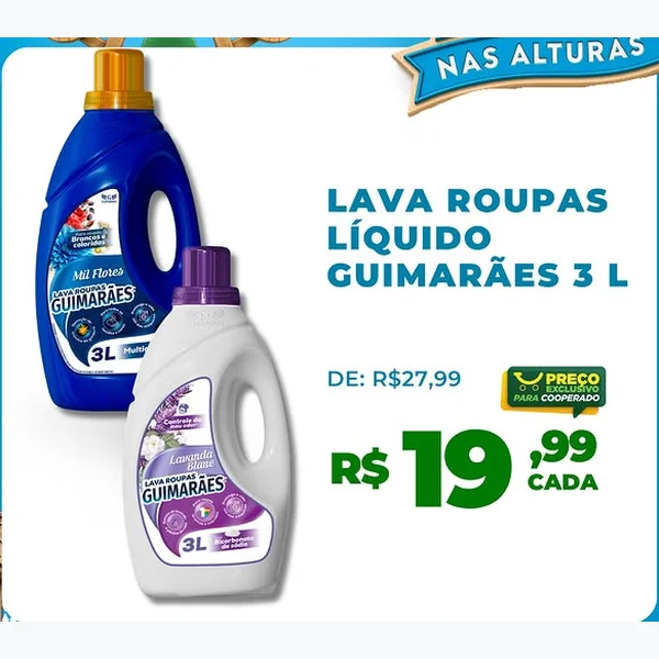 Recorte do encarte de Lava Roupas Líquido Mil Flores Guimarães 3 L