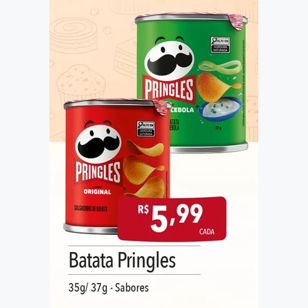 Recorte do encarte de Salgadinho de Batata Cebola Pringles 37 g