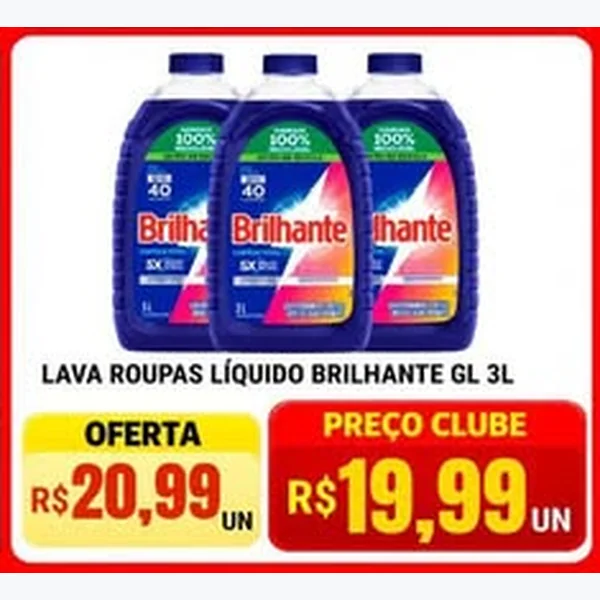 Lava Roupas Líquido Brilhante 3 L