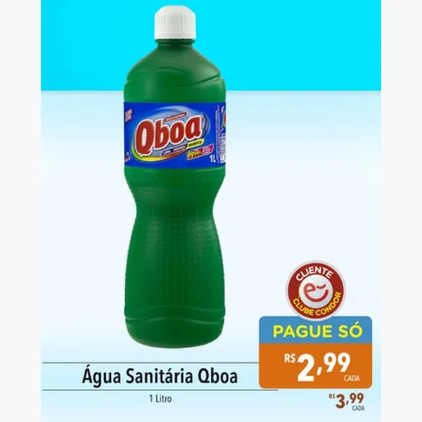 Recorte do encarte de Água Sanitária Qboa 1 L