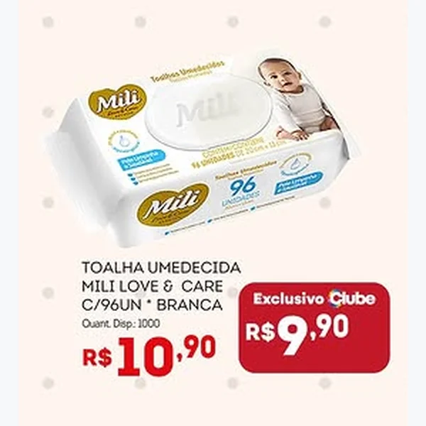 Toalha Umedecida Love & Care Mili 96 un