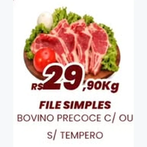 Recorte do encarte de Filé Simples Bovino Precoce com Tempero