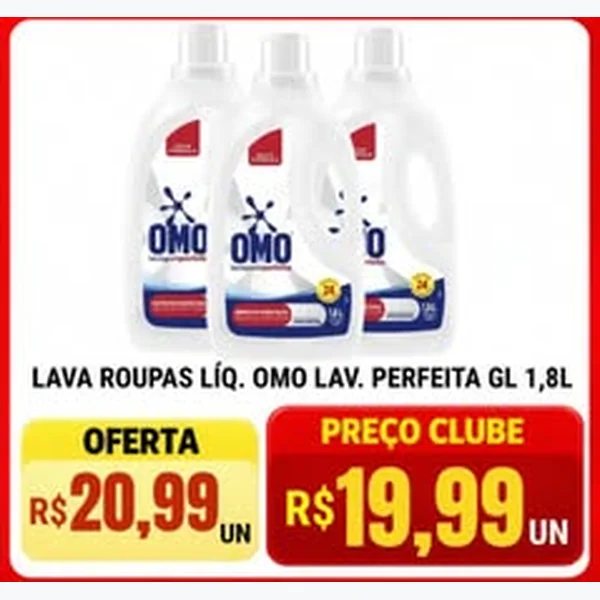 Recorte do encarte de Lava Roupas Líquido Lavagem Perfeita Omo 1,8 L