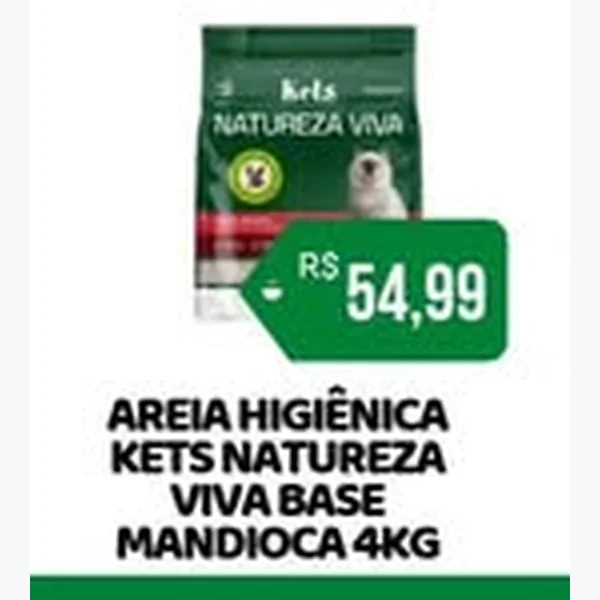 Recorte do encarte de Areia Higiênica Natureza Viva Base Mandioca Kets 4 kg
