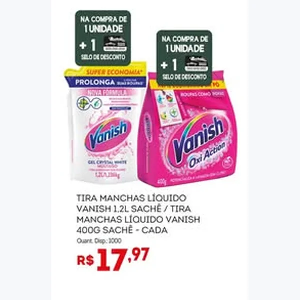 Recorte do encarte de Tira Manchas Líquido Vanish 1,2 L