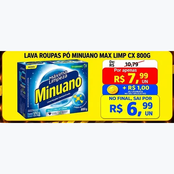 Recorte do encarte de Lava Roupas Pó Max Limp Minuano 800 g