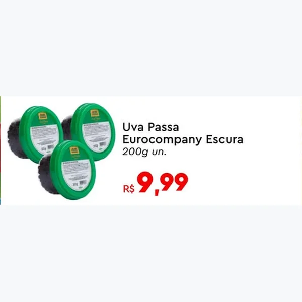 Recorte do encarte de Uva Passa Escura Eurocompany 200 g