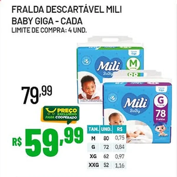 Recorte do encarte de Fralda Descartável Baby Giga Mili