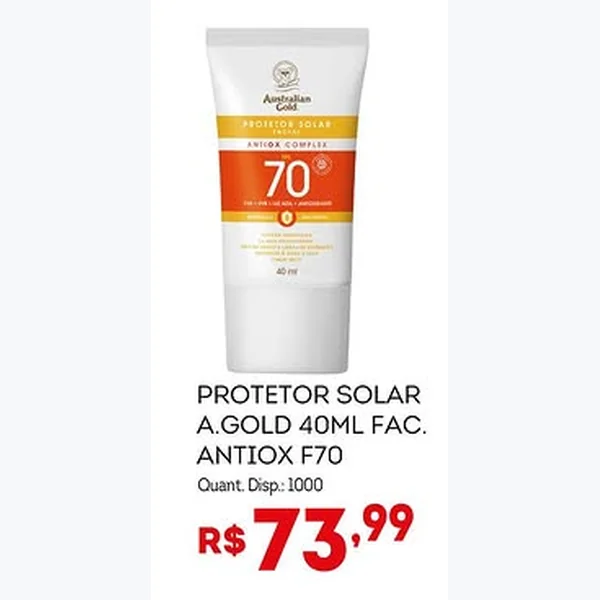 Recorte do encarte de Protetor Solar Antiox F70 Australian Gold 40 ml