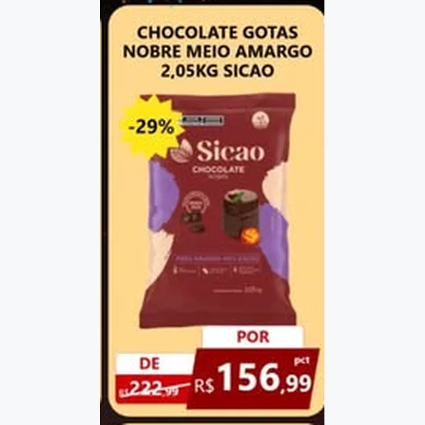 Chocolate Gotas Nobre Meio Amargo Sicao 2,05 kg