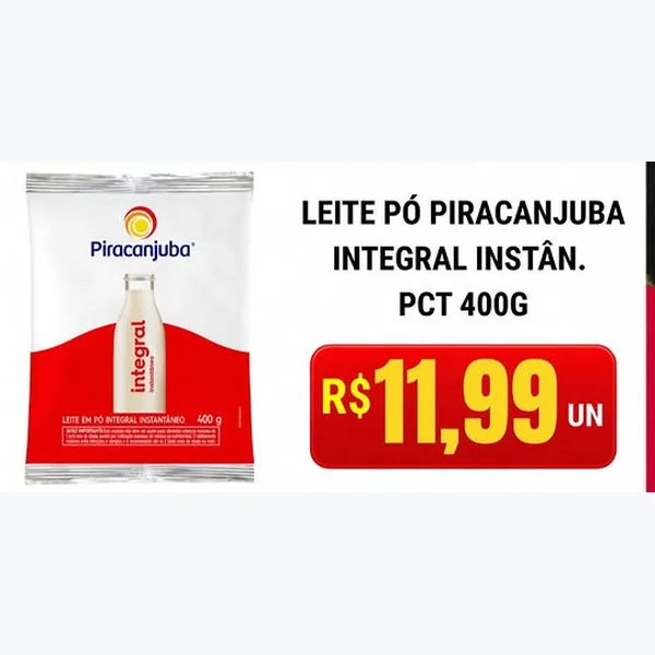 Leite em Pó Integral Instantâneo Piracanjuba 400 g