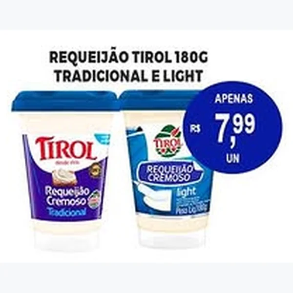 Recorte do encarte de Requeijão Cremoso Light Tirol 180 g