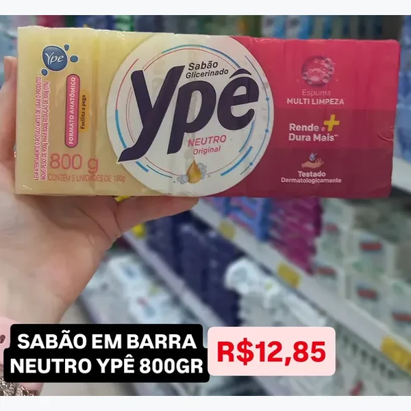 Recorte do encarte de Sabão em Barra Neutro Ypê 5 un × 160 g