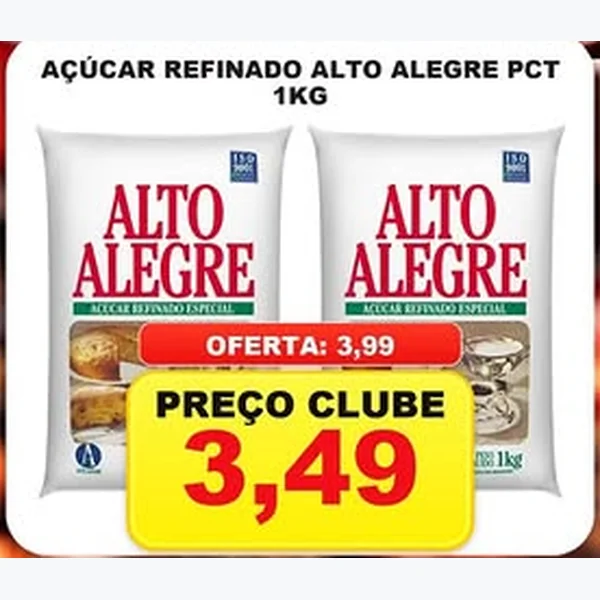 Recorte do encarte de Açúcar Refinado Alto Alegre 1 kg