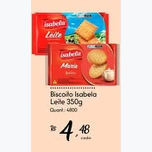 Recorte do encarte de Biscoito Leite Isabela 350 g