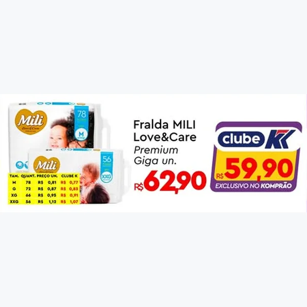 Fralda Love&care Premium Mili