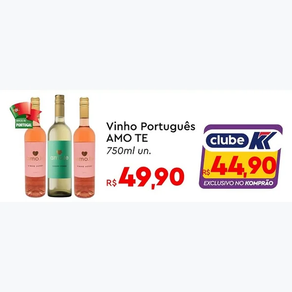 Recorte do encarte de Vinho Português AMO TE 750 ml