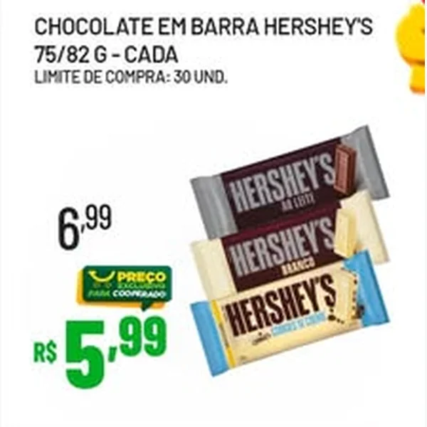 Recorte do encarte de Chocolate em Barra Hershey's 82 g