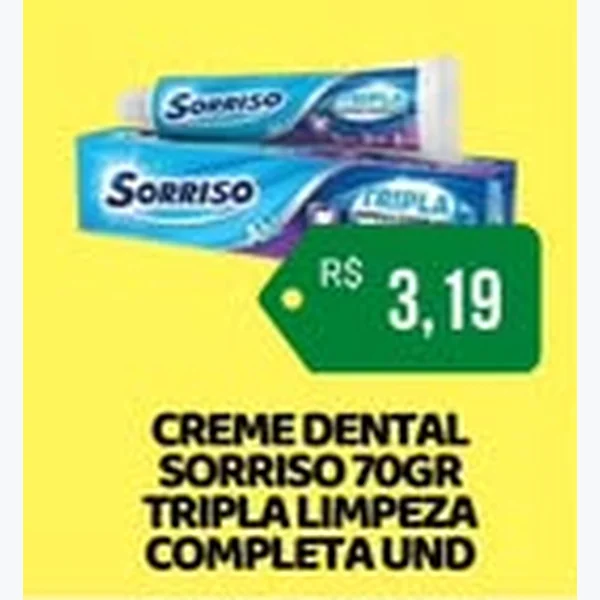 Recorte do encarte de Creme Dental Tripla Limpeza Completa Sorriso 70 g