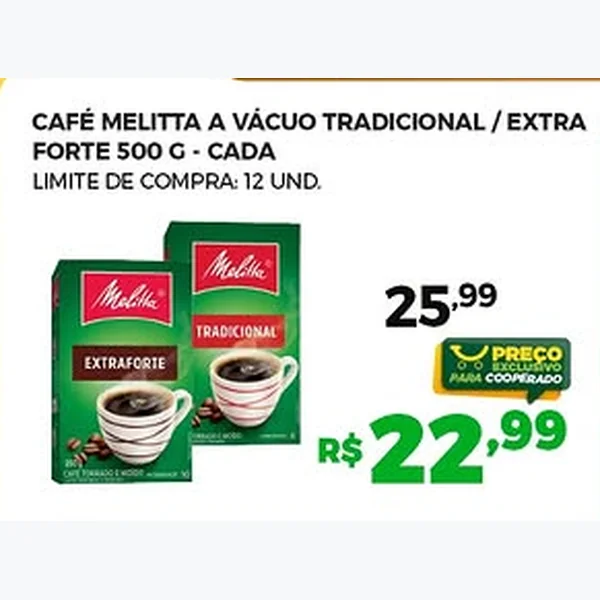 Recorte do encarte de Café a Vácuo Extra Forte Melitta 500 g
