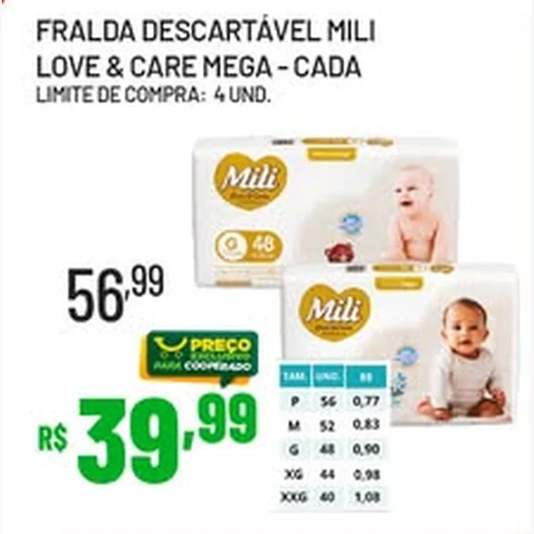 Fralda Descartável Love & Care Mili