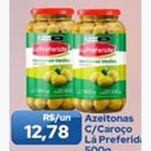 Recorte do encarte de Azeitonas com Caroço Lá Preferida 500 g