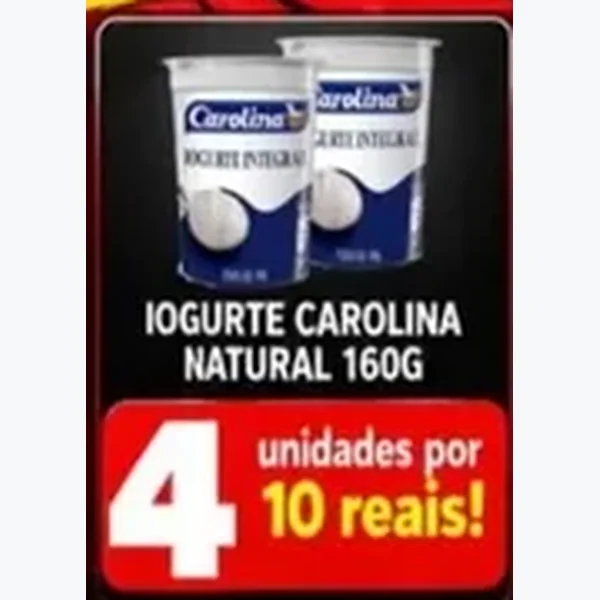 Recorte do encarte de Iogurte Natural Carolina 160 g