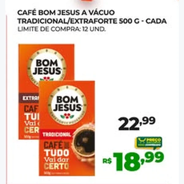 Recorte do encarte de Café a Vácuo Extraforte Bom Jesus 500 g